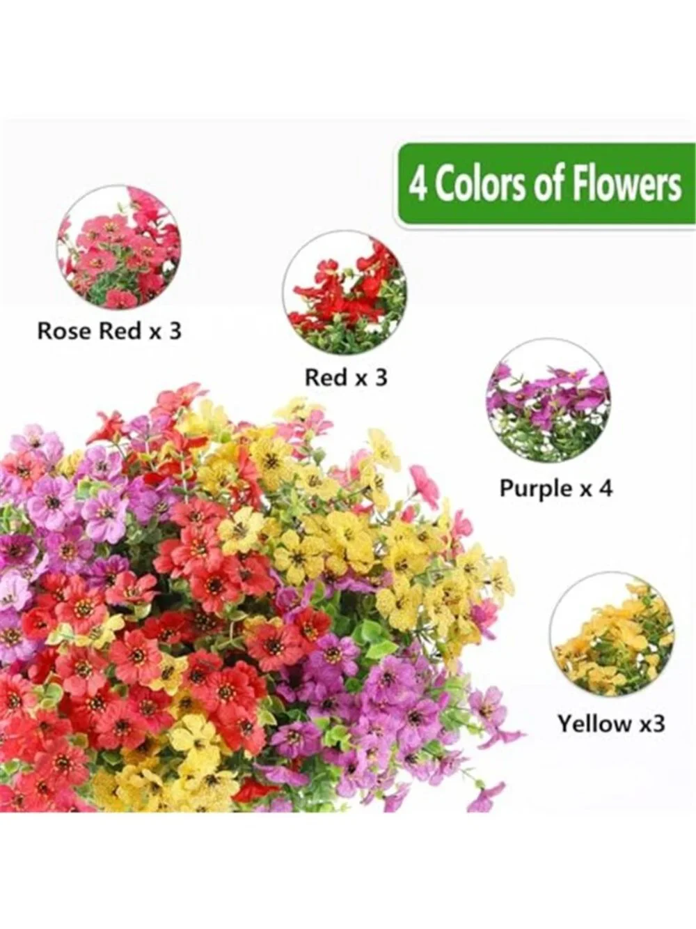 Artificial Outdoor Flowers UV Resistant Fake Plant Porch Patio Garden Decor 13Pc